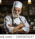 lifestyle photo humor an old elderly restaurant chef 109365037