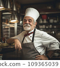 lifestyle photo humor an old elderly restaurant chef 109365039