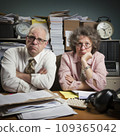 lifestyle photo humor of elderly old office workers bored 109365042