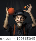 lifestyle photo humor an elderly old juggler with funny expression 109365045