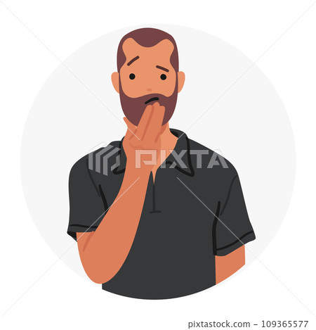 Man With A Pallor Complexion, Clutching His Face In Distress, Exhibits Symptoms Of A Heart Attack, Cartoon Illustration 109365577