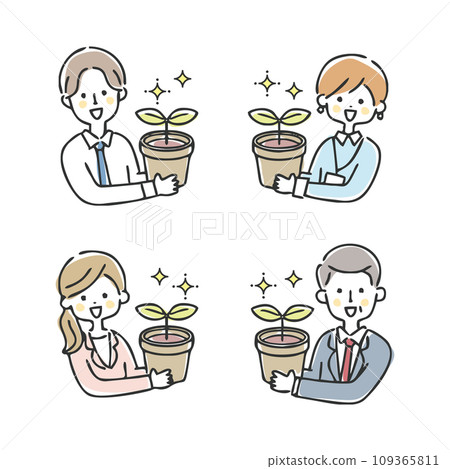 business people growing plants business people growing plants 109365811