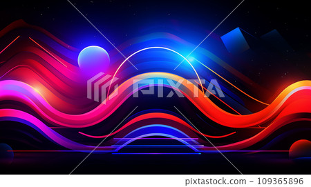 Neon background. Abstract background with colorful waves and lights. 109365896