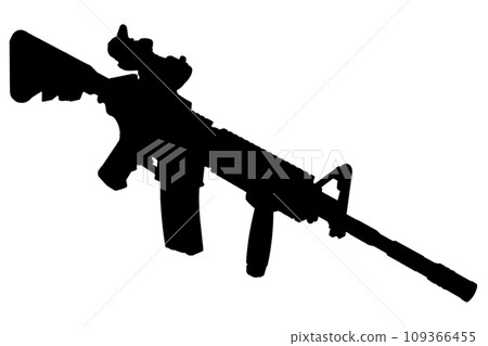 M4 Carbine with optic sight black silhouette M4 Carbine with optic sight black silhouette 109366455