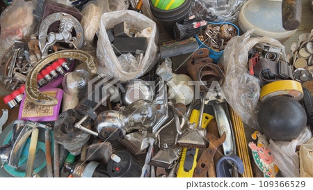 A flea market of old rusty things and tools. A flea market of old rusty things and tools. 109366529