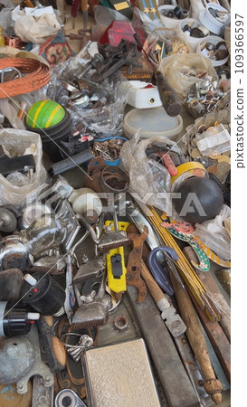 A flea market of old rusty things and tools. A flea market of old rusty things and tools. 109366597