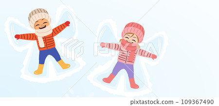 Children Making Snow Angel Banner Design 109367490