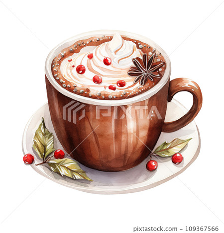cup of hot chocolate with whipped cream. AI generated image cup of hot chocolate with whipped cream. AI generated image 109367566