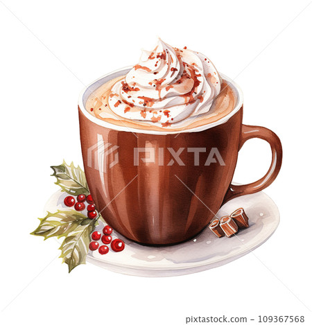 cup of hot chocolate with whipped cream. AI generated image cup of hot chocolate with whipped cream. AI generated image 109367568