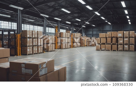 Warehouse and warehouse technologies. Racks, Boxes, pallets, loaders 109368330