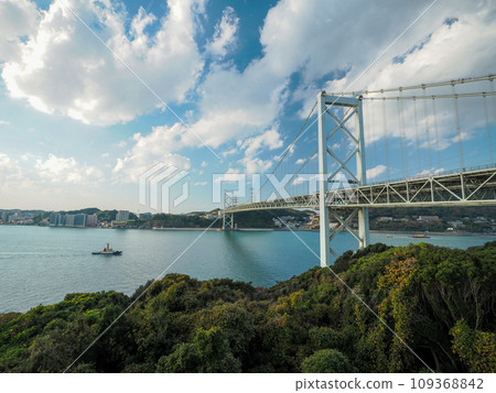 Kanmon Bridge and blue sky Kanmon Bridge and blue sky 109368842
