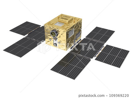 Artificial satellites, scientific satellites, observation satellites, communication satellites, etc. Single white background (3DCG image) Artificial satellites, scientific satellites, observation satellites, communication satellites, etc. Single white background (3DCG image) 109369220