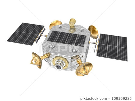 人造衛星、科學衛星、觀測衛星、通訊衛星等。單白背景（3DCG 影像） 109369225