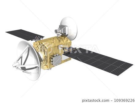 人造衛星、科學衛星、觀測衛星、通訊衛星等。單白背景（3DCG 影像） 109369226