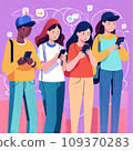 Young people using SNS on smartphones 109370283