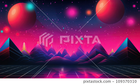 Christmas party background. 80s style abstract music banner. New Year party invitation 109370310