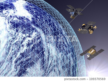 The orbits of Japanese and other artificial satellites orbiting the earth and the sun (3DCG image) The orbits of Japanese and other artificial satellites orbiting the earth and the sun (3DCG image) 109370569