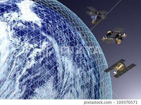 Orbits of artificial satellites in Japan and around the world orbiting the earth (3DCG image) Orbits of artificial satellites in Japan and around the world orbiting the earth (3DCG image) 109370571