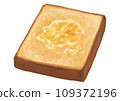 Illustration of a single honey toast (hand-drawn, realistic, photorealistic) 109372196