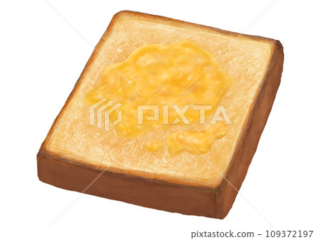 Illustration of a single marmalade jam toast (hand-drawn, realistic, photorealistic) Illustration of a single marmalade jam toast (hand-drawn, realistic, photorealistic) 109372197