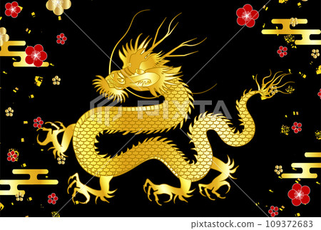 Dragon New Year's card zodiac background Dragon New Year's card zodiac background 109372683