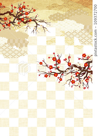 Plum Japanese pattern New Year's card background 109372700
