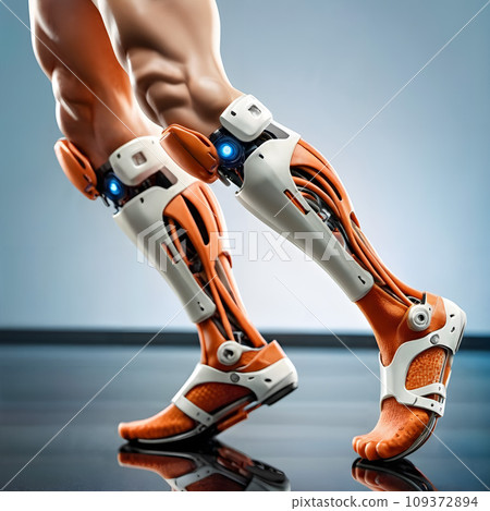 A man's legs with a pair of prosthetics. 109372894