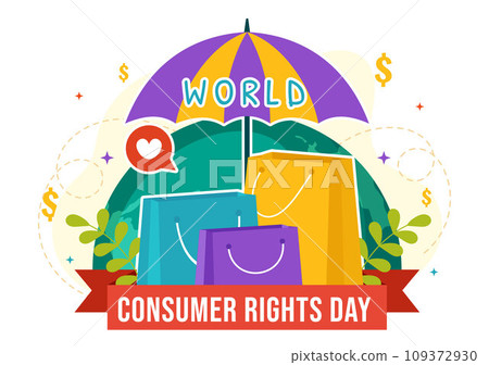 World Consumer Rights Day Vector Illustration on 15 March with Shopping Bags to be Respected and Protected in Flat Cartoon Background 109372930