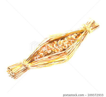 水彩畫的稻草納豆插圖 水彩畫的稻草納豆插圖 109372933
