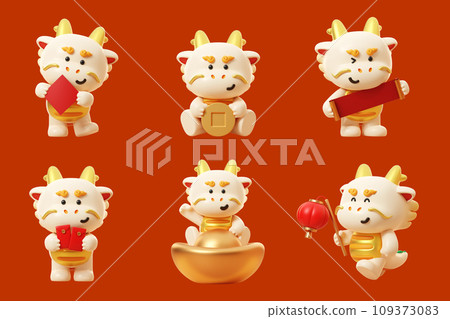 3D adorable dragon element set 109373083