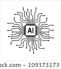 Artificial intelligence AI processor MCU chip icon symbol for graphic design, logo 109373173