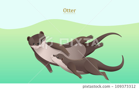 Swimming otters element 109373312