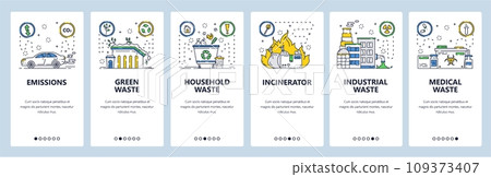 Waste management website and mobile app onboarding screens vector template Waste management website and mobile app onboarding screens vector template 109373407