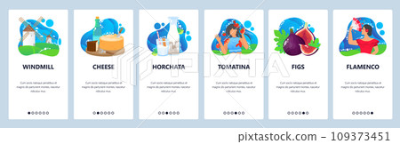 Spain website and mobile app onboarding screens vector template 109373451