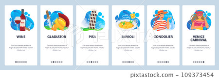 Italy website and mobile app onboarding screens vector template Italy website and mobile app onboarding screens vector template 109373454
