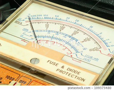 classic multimeter pointer, antique style, VOM, Volt-Ohm-Milliammeter 109373480