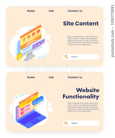 Site content vector website landing page template set 109373891