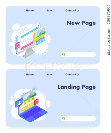 Vector website landing page design template set Vector website landing page design template set 109373902