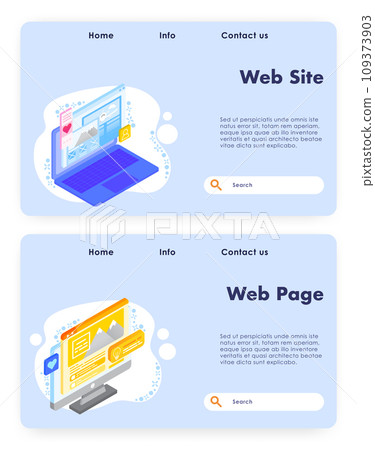 Web site development vector website landing page design template set Web site development vector website landing page design template set 109373903