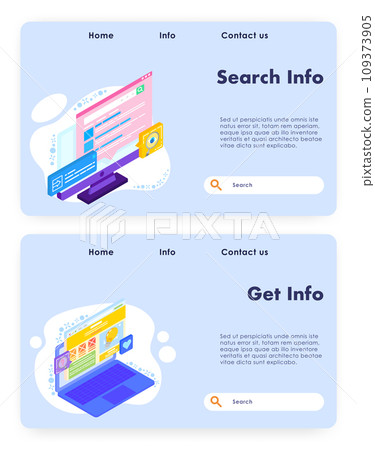 Search info vector website landing page template set Search info vector website landing page template set 109373905