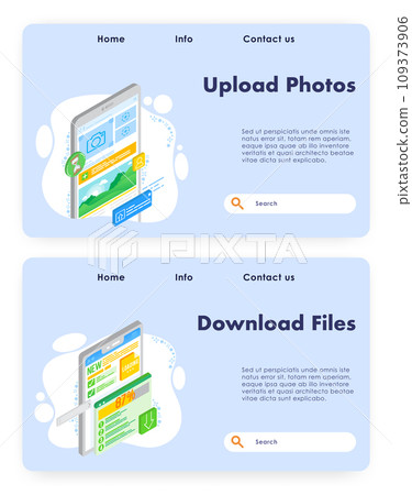 Upload photos vector website landing page template set Upload photos vector website landing page template set 109373906