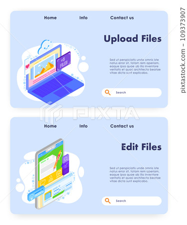 Upload files vector website landing page template set Upload files vector website landing page template set 109373907