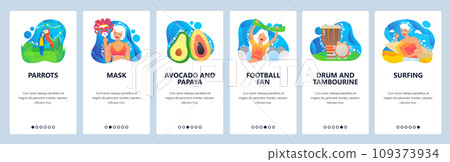 Brazil website and mobile app onboarding screens vector template 109373934