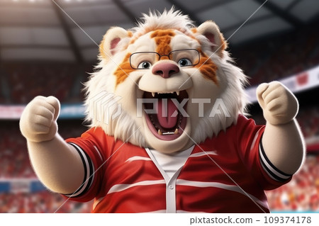 Sport fans cheer and celebrating a winning tournament in stadium. Generative AI 109374178