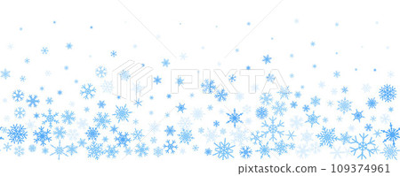 Snowflakes vector background. Winter holiday decor with blue crystal elements. Graphic icy frame isolated on white backdrop. Snowflakes vector background. Winter holiday decor with blue crystal elements. Graphic icy frame isolated on white backdrop. 109374961
