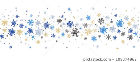 Snowflakes vector background. Winter holiday decor with colorful crystal elements. Graphic icy frame isolated on white backdrop. Snowflakes vector background. Winter holiday decor with colorful crystal elements. Graphic icy frame isolated on white backdrop. 109374962