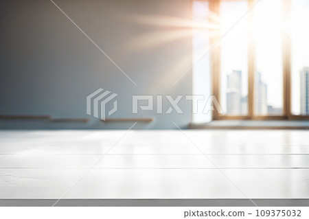 Empty wood tabletop or counter with display product. Blur image of blue sky and hill background. Display product background Empty wood tabletop or counter with display product. Blur image of blue sky and hill background. Display product background 109375032