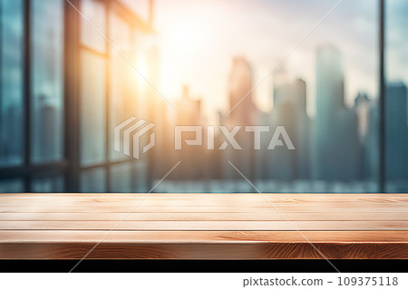Empty wood tabletop or counter with display product. Blur image of blue sky and hill background. Display product background Empty wood tabletop or counter with display product. Blur image of blue sky and hill background. Display product background 109375118
