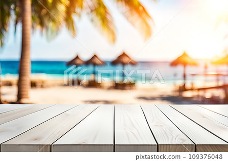 Empty wood tabletop or counter with display product. Blur image of restaurant,coffee shop background. Display product background concept Empty wood tabletop or counter with display product. Blur image of restaurant,coffee shop background. Display product background concept 109376048