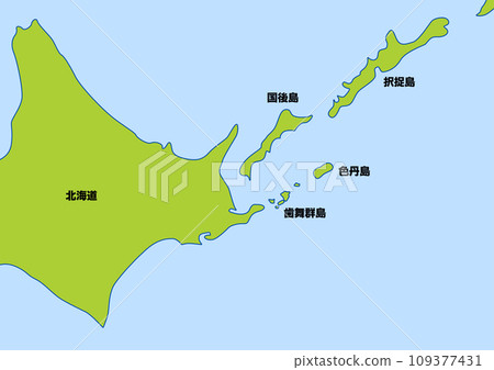 北部地區地圖。北方四島位於北海道主島的東北部。 109377431
